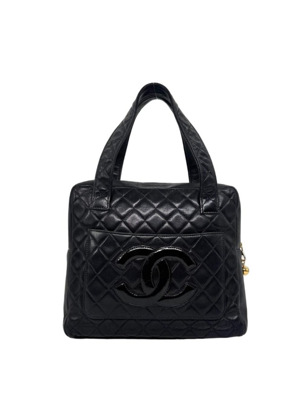 Chanel Lambskin CC Logo Tote Bag Black